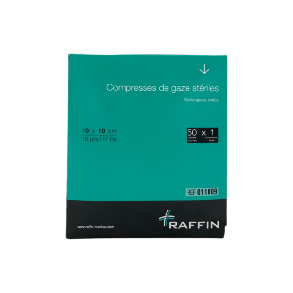 Compresses de gaze stériles 10x10 cm – 17 fils, 16 plis